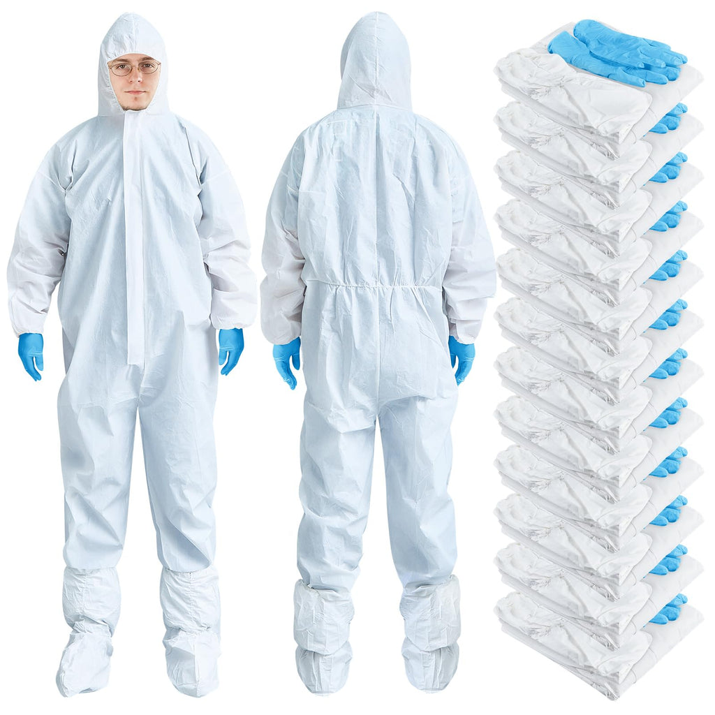 TrelaCo 5 sets Hazmat Suit Disposable Protective Coveralls Full Body