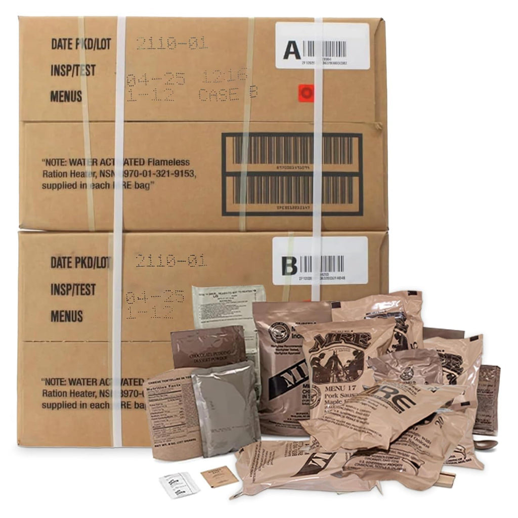 Wornick Sopacko, Ameriqual MRE Meals Ready to Eat Inspection dates 2026 or Better , Emergency Food Supply, Survival Camping Outdoor (INSPECTION DATE IS NOT EXPIRATION DATE) 12 Pack(A & B Case Bundle, 2, Count)