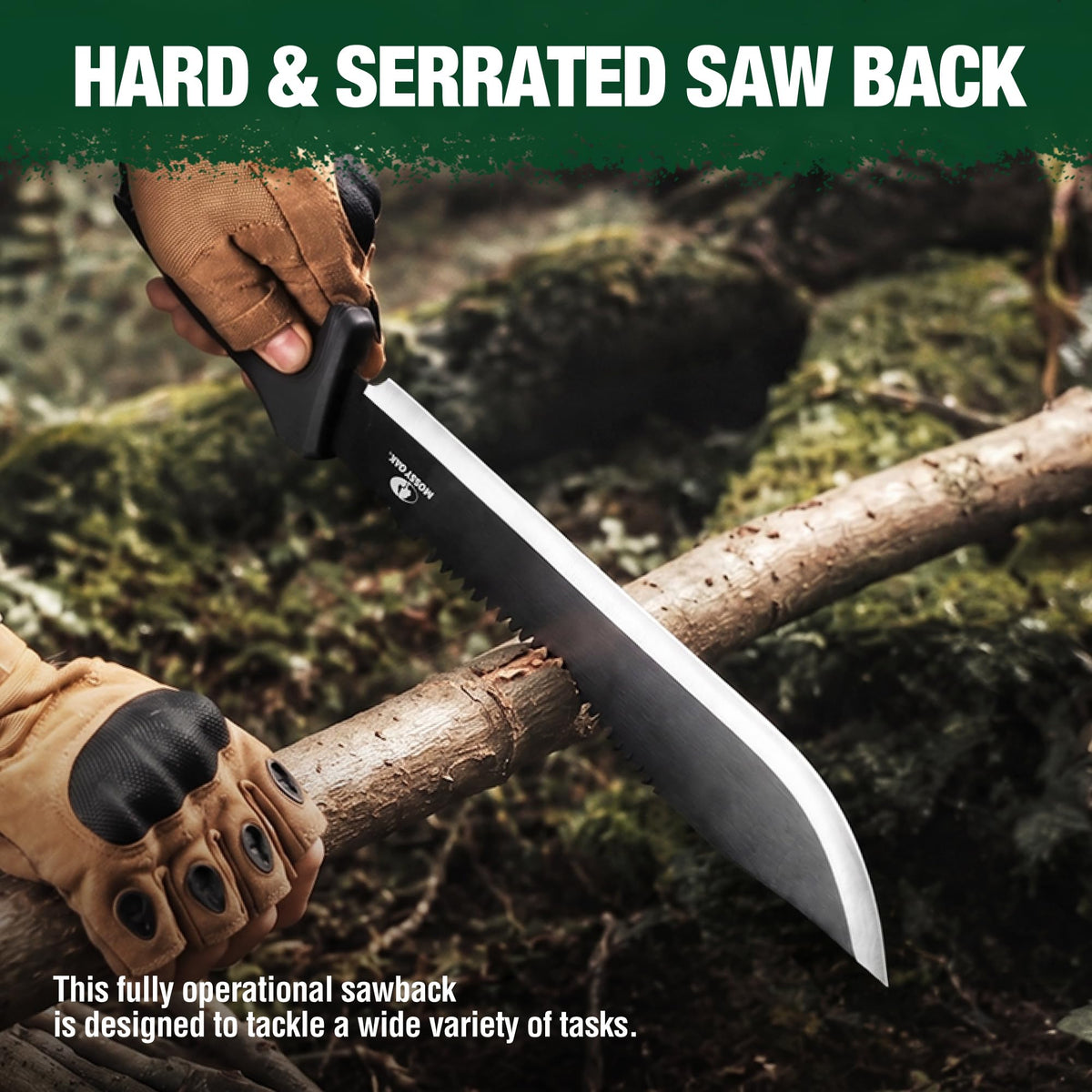 Mossy Oak 16" Heavy Duty Machete with Saw and Sheath