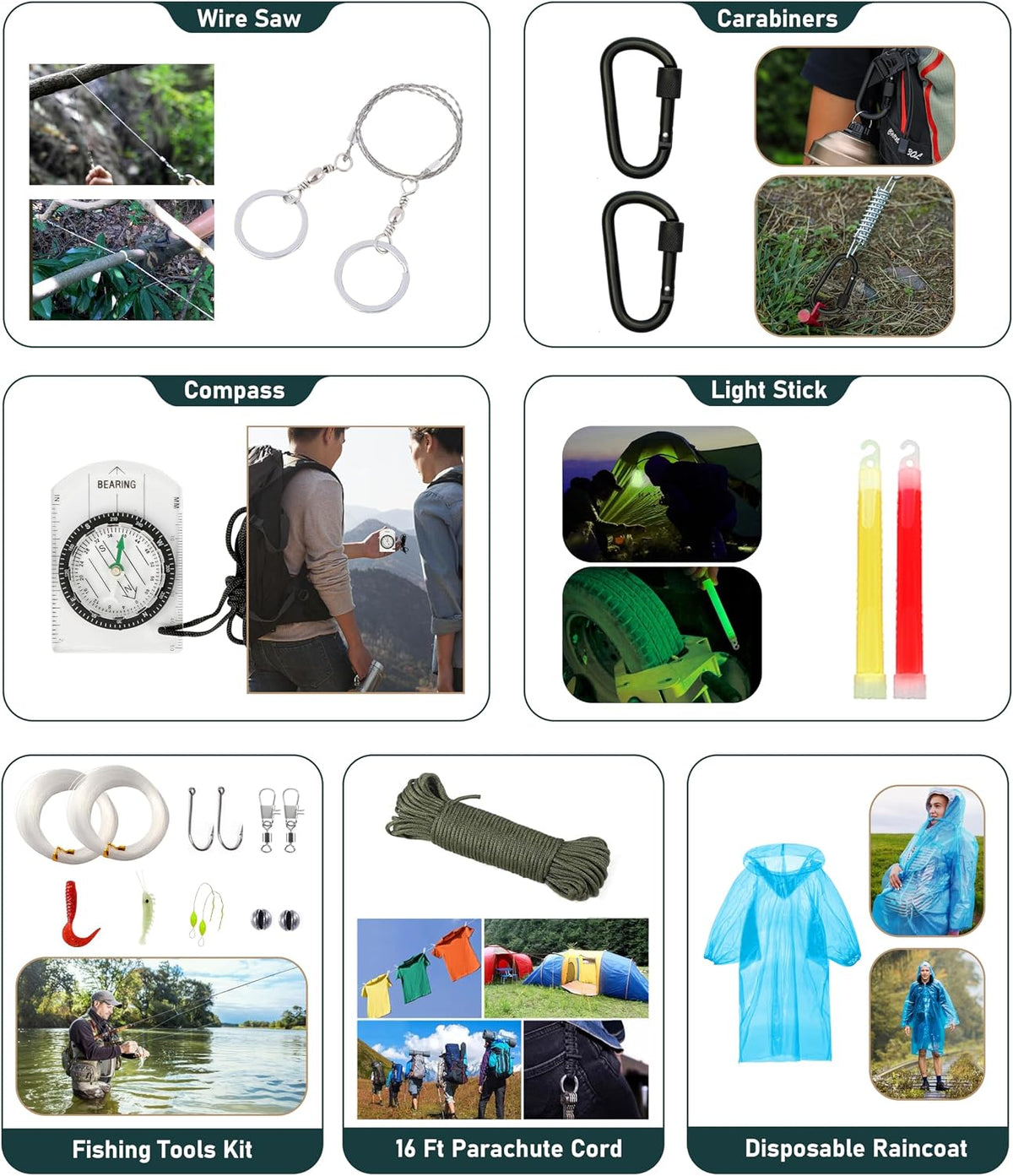 Survival Kit, 262 Piece Survival Gear and Supplies with First Aid Kit Pouch and Crossbody Bag
