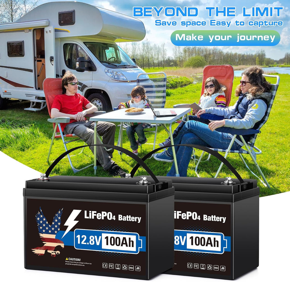 12V 100Ah LiFePO4 Lithium Battery, Group 31 Built-in 100A Smart BMS, 15000+ Deep Cycles Lithium Iron Phosphate 1280Wh Batteries Low-Temp Protection for RV, Marine Trolling Motor, Solar, Home, Off-Grid