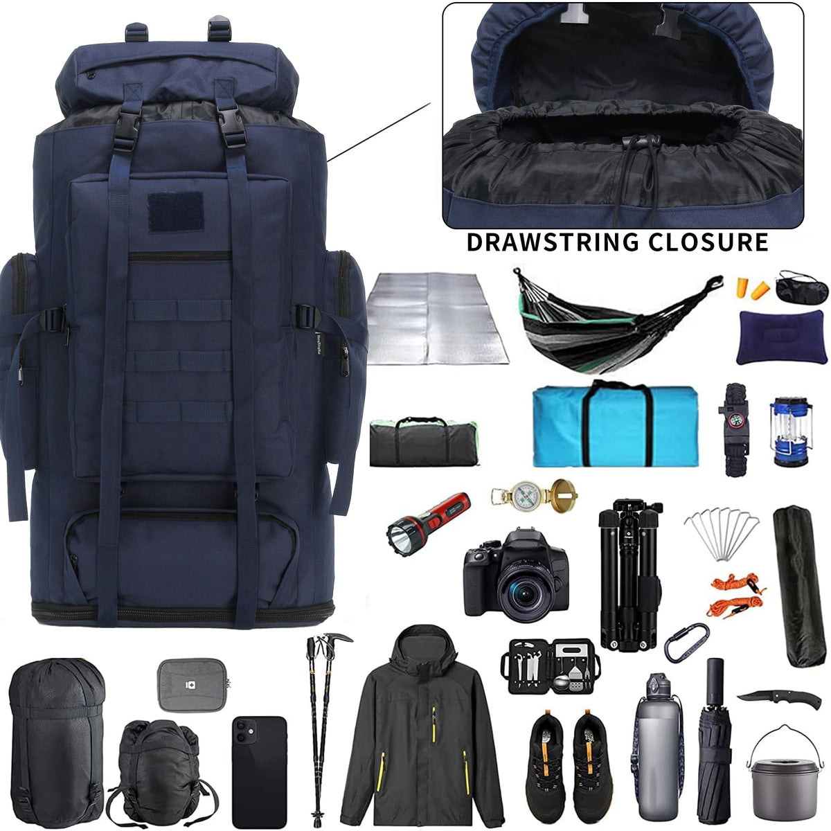 Hiking Backpack 70L/100L Camping Backpack Military Rucksack