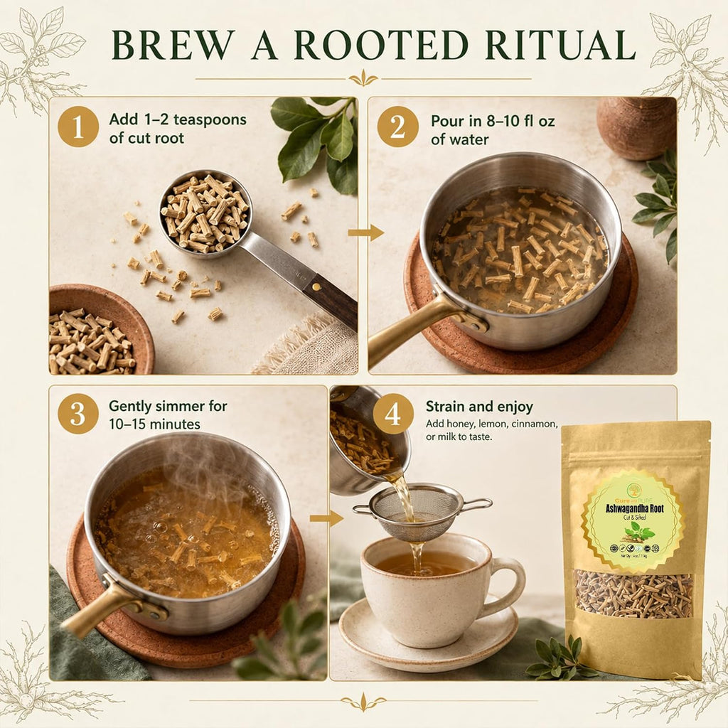 Cure wid Pure Organic Ashwagandha Root 4oz Cut & Sifted Ashwagandha Tea