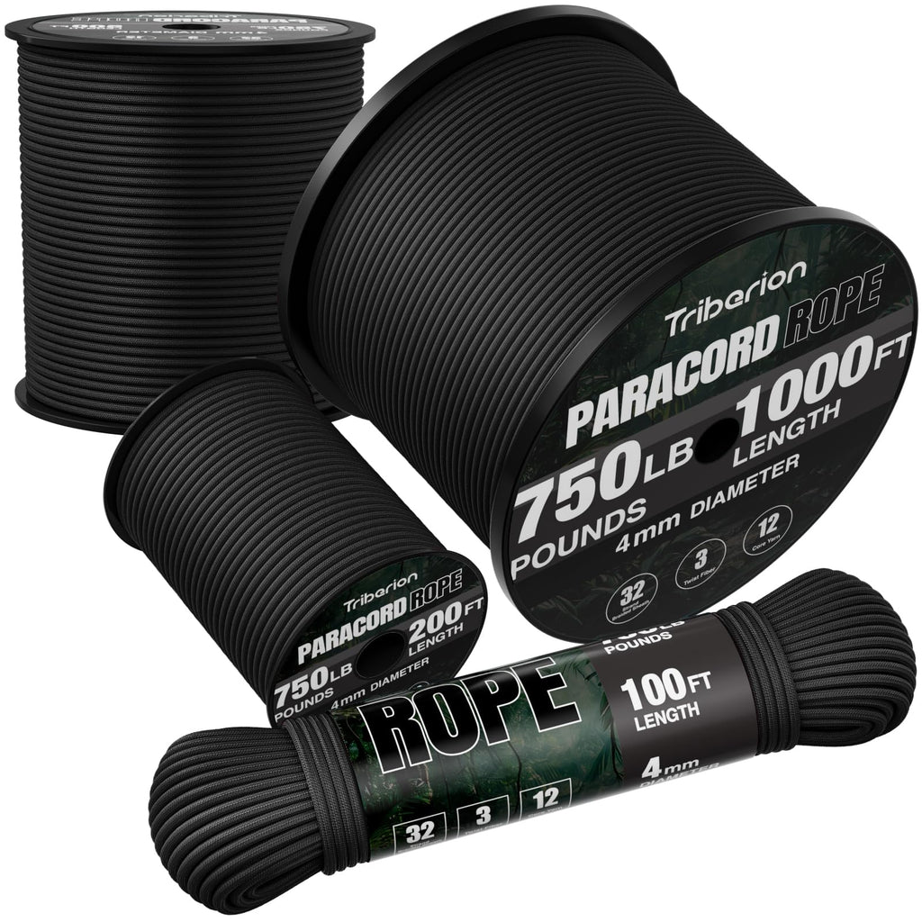 Paracord Rope 750 lb - 1000ft / 500ft / 200ft / 100ft 5/32" Parachute Cord 4MM 12-Strand para Cord - Heavy Duty Spool String for Survival,Camping Gear, Survival Bracelet, Clothesline
