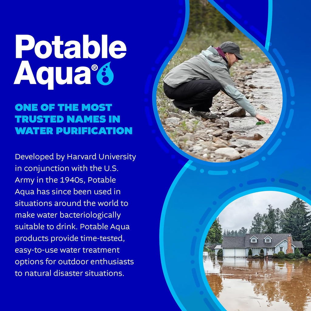Potable Aqua Water Purification Tablets With PA Plus - Two 50 count Bottles
