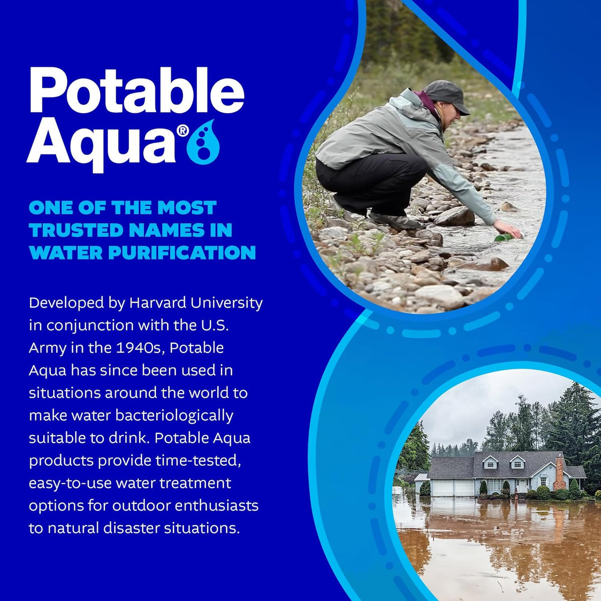 Potable Aqua Water Purification Tablets With PA Plus - Two 50 count Bottles