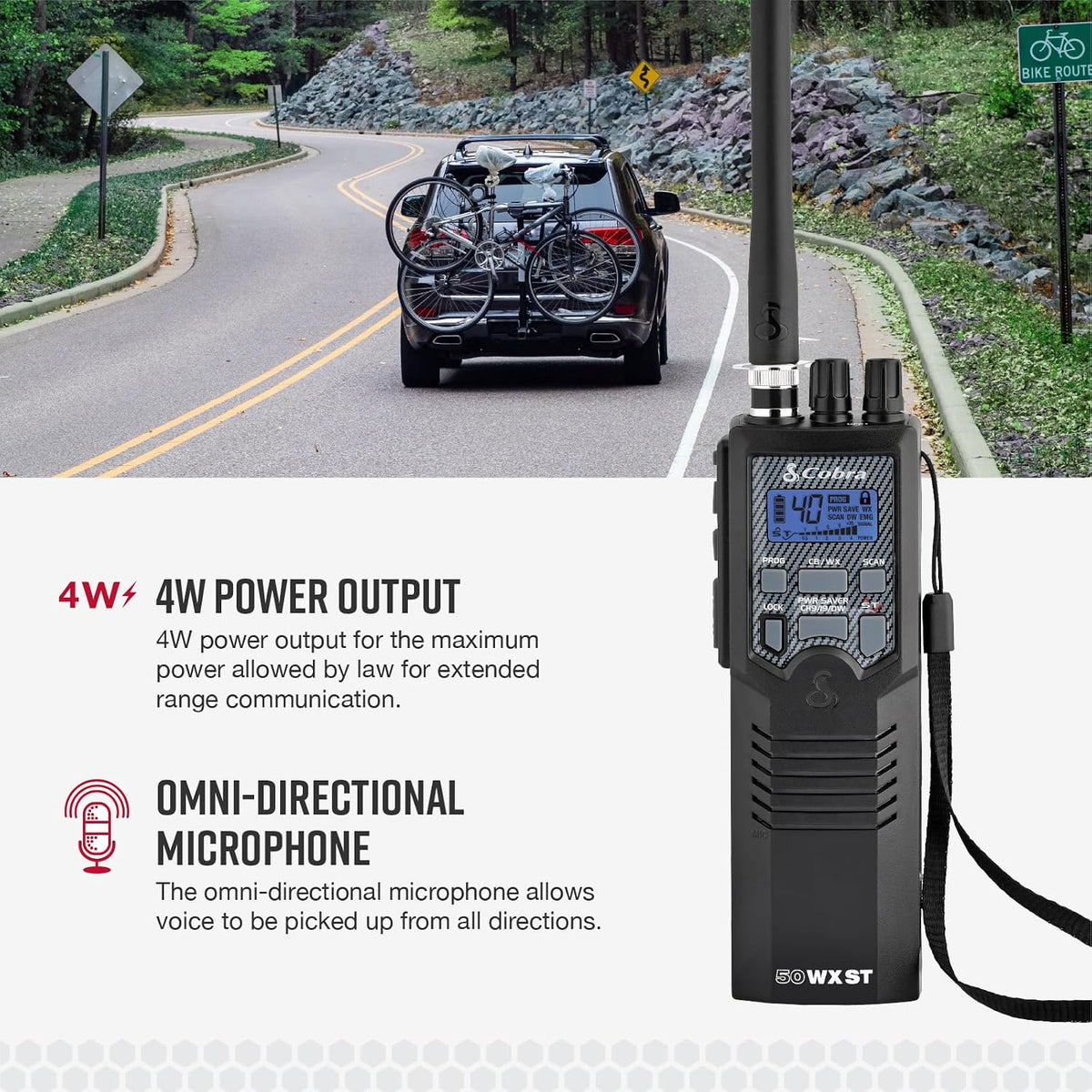 Cobra HH50WXST Handheld CB Radio - Emergency Radio with Access to Full 40 Channels and NOAA Alerts, Earphone Jack, 4 Watt Power Output