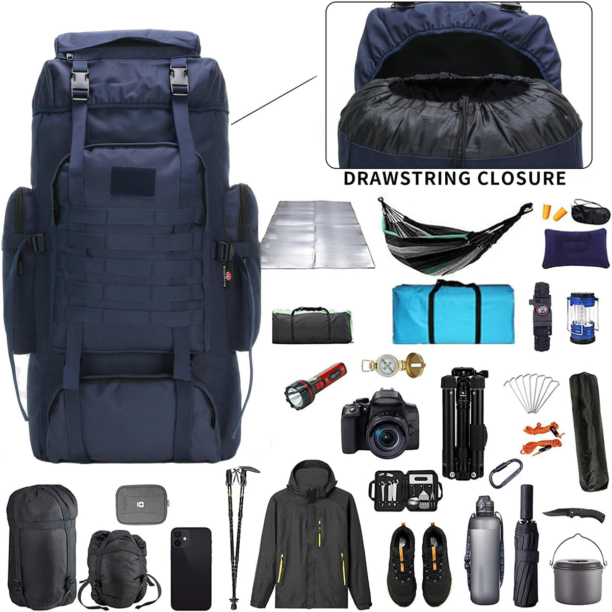 Hiking Backpack 70L/100L Camping Backpack Military Rucksack