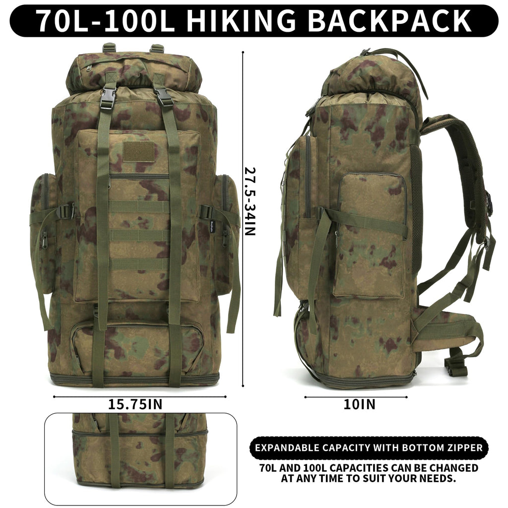 Hiking Backpack 70L/100L Camping Backpack Military Rucksack