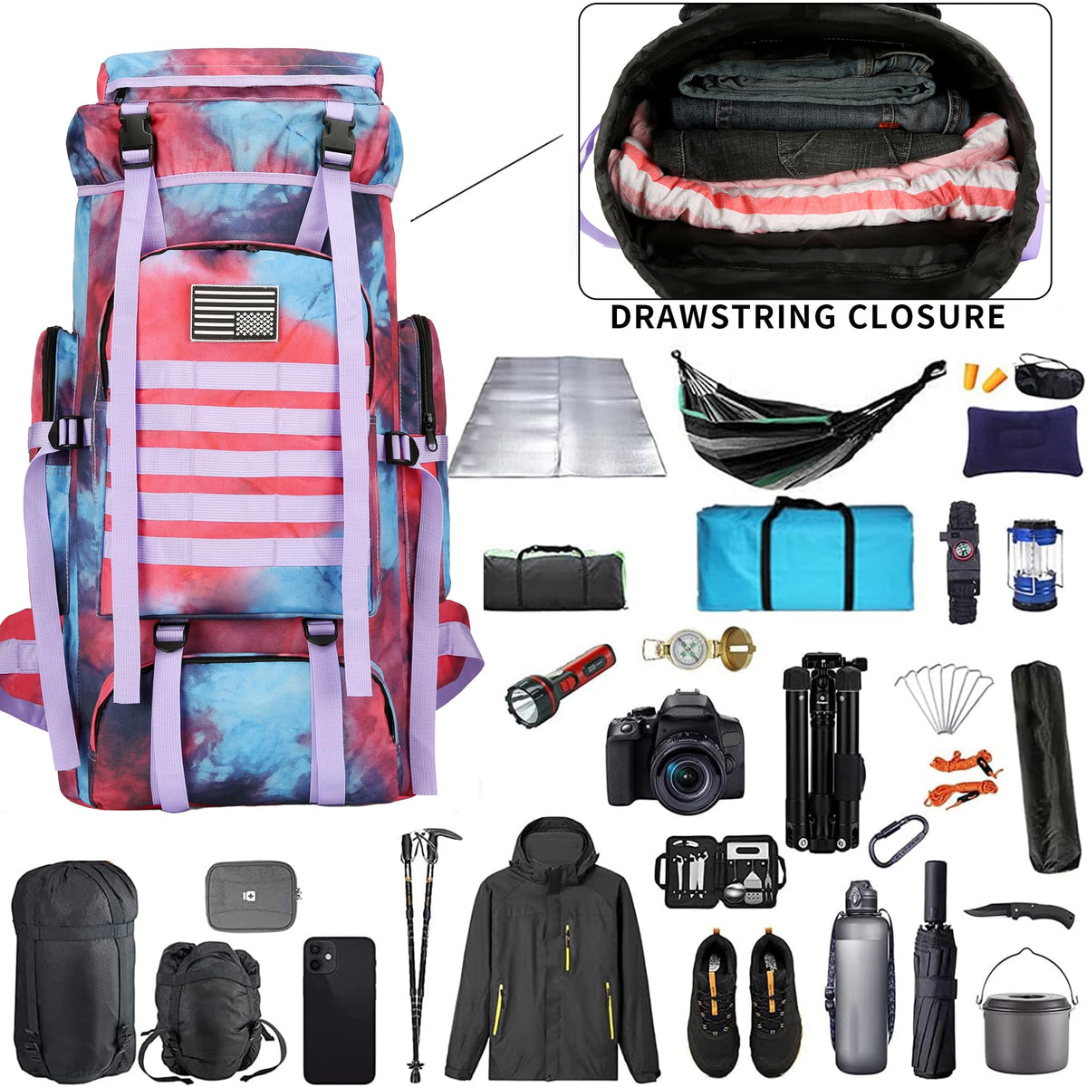 Hiking Backpack 70L/100L Camping Backpack Military Rucksack