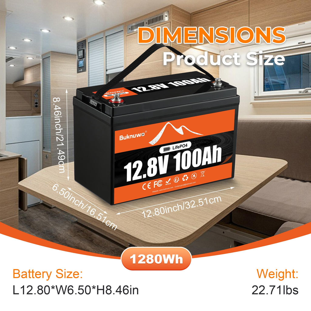12V 100Ah LiFePO4 Lithium Battery with Bluetooth,15000+ Cycles Lithium Battery for Trolling Motor, Off-Grid,Boat,RV, Marine, Solar (12.8V 100Ah-Bluetooth)
