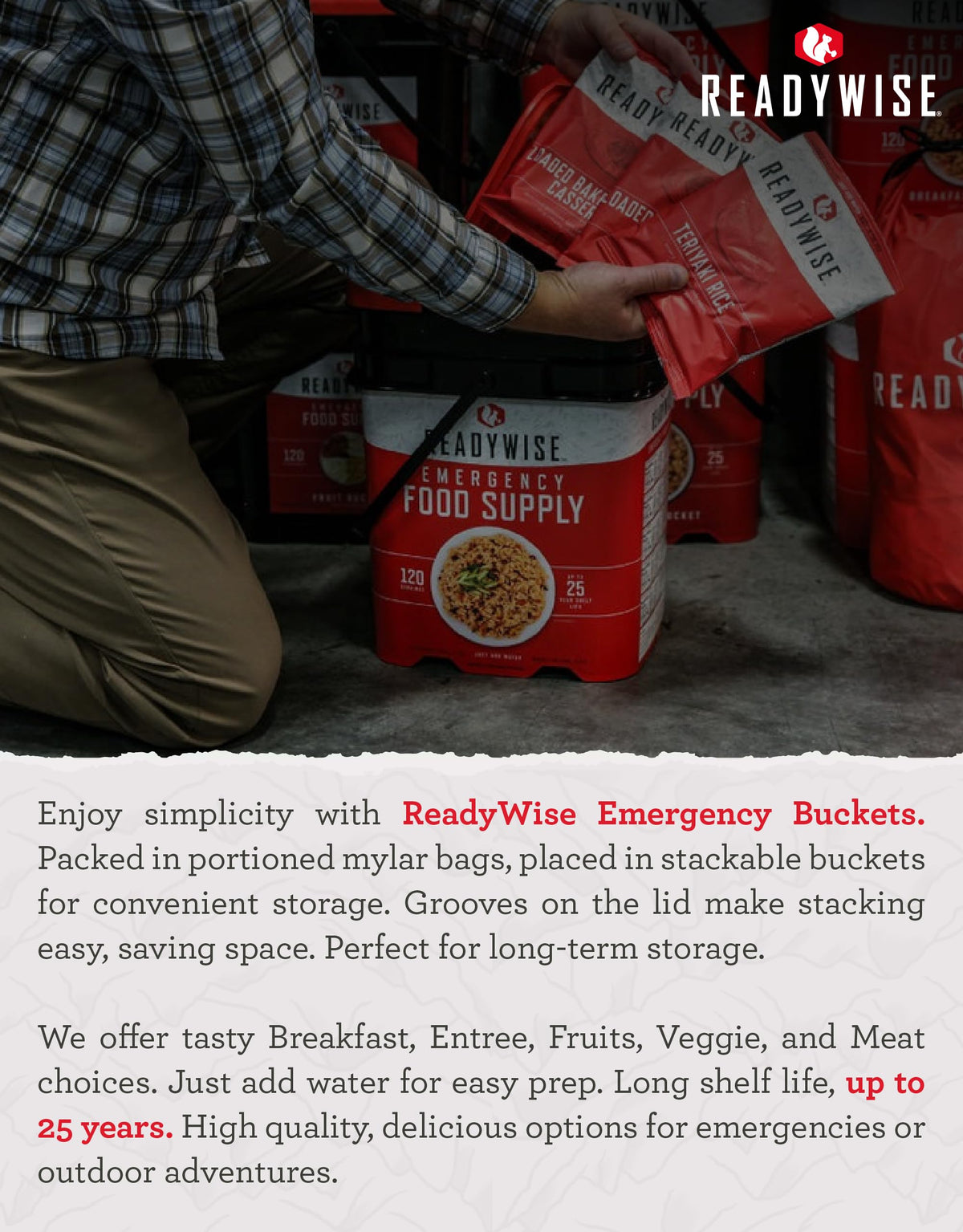 READYWISE Emergency Food Supply Freeze Dried Vegetables, 72 Servings
