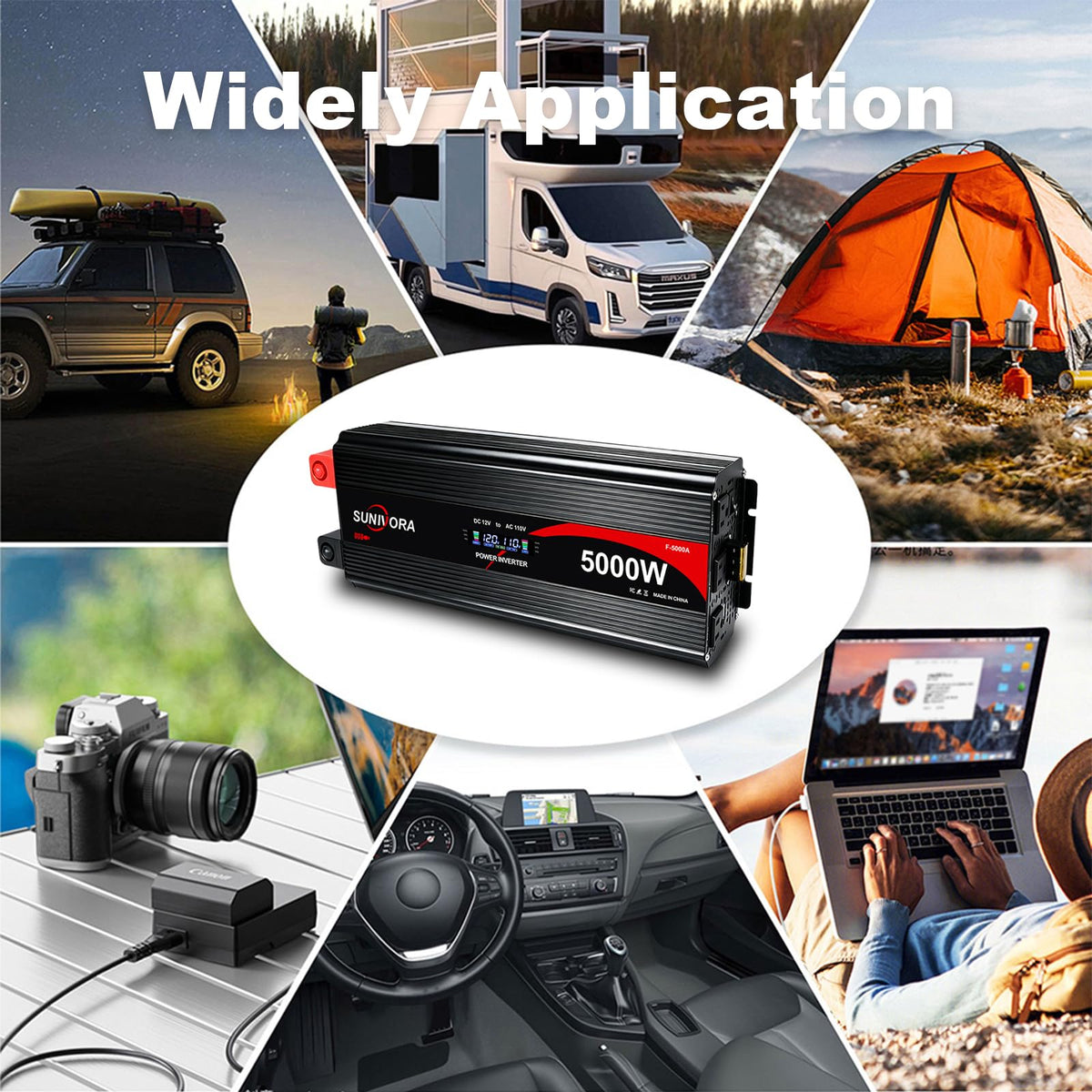 3000W Power Inverter 12V DC to 110V/120V AC Converter 6000W Peak