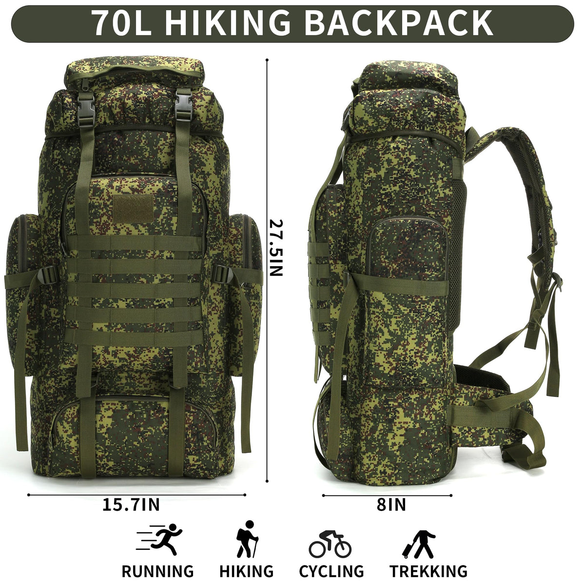 Hiking Backpack 70L/100L Camping Backpack Military Rucksack