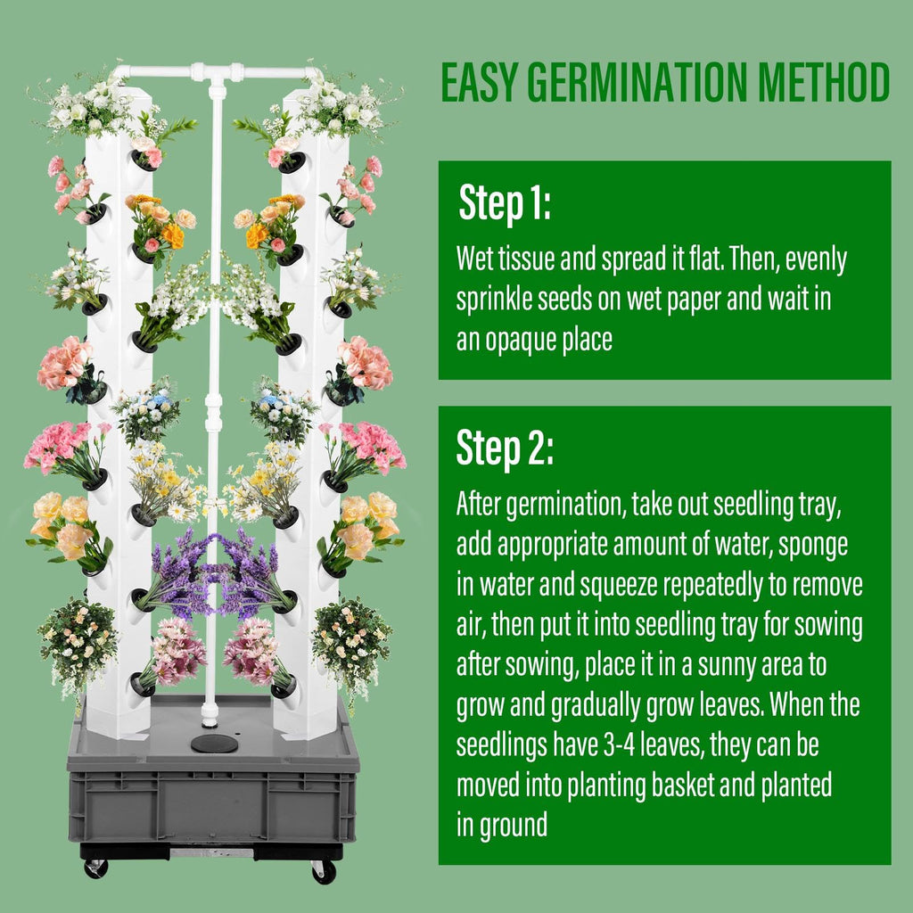 Hydroponic Tower, 14-Layer Hydroponics Growing System Kit with 70 Slots, Vertical Garden System with 20L Water Tank and Pump for Indoor Outdoor Home, Balcony & Patio