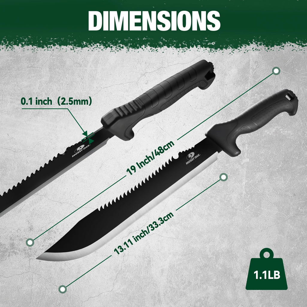 Mossy Oak 16" Heavy Duty Machete with Saw and Sheath