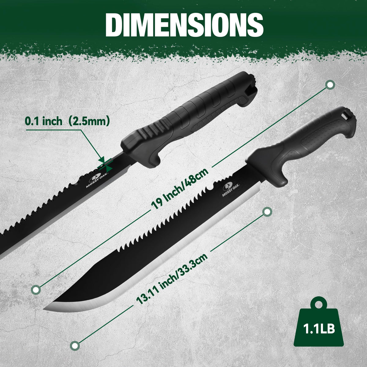 Mossy Oak 16" Heavy Duty Machete with Saw and Sheath