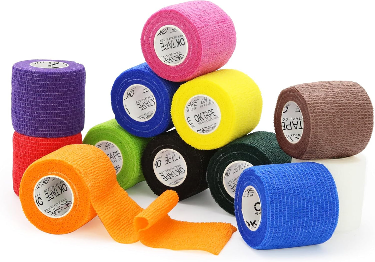 OK TAPE Self Adherent Cohesive Bandages Wrap 12Packs 2" x 5 Yards