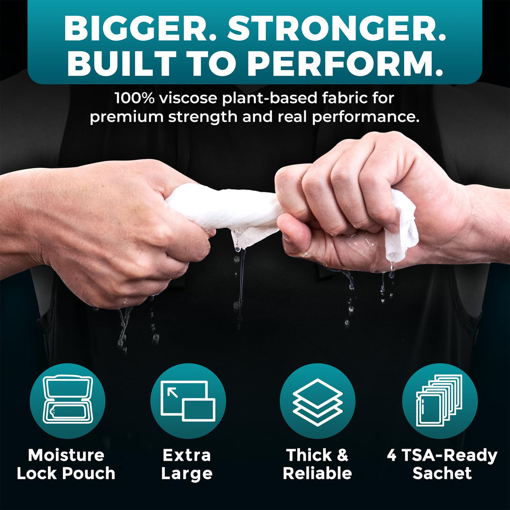 XL Body Wipes for Camping & Outdoor - No Rinse Shower Wipes - 100 Ct (2pk)