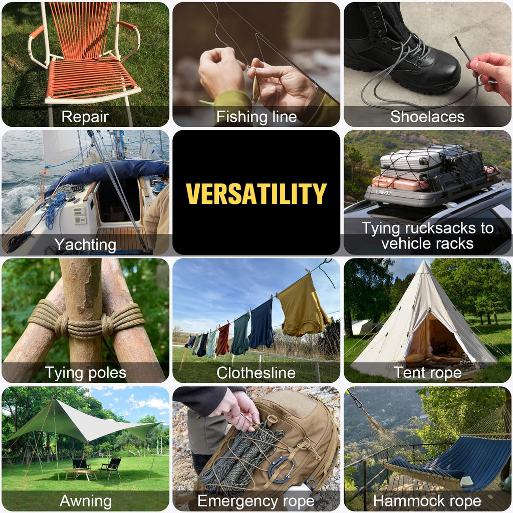 Paracord Rope 750 lb - 1000ft / 500ft / 200ft / 100ft 5/32" Parachute Cord 4MM 12-Strand para Cord - Heavy Duty Spool String for Survival,Camping Gear, Survival Bracelet, Clothesline