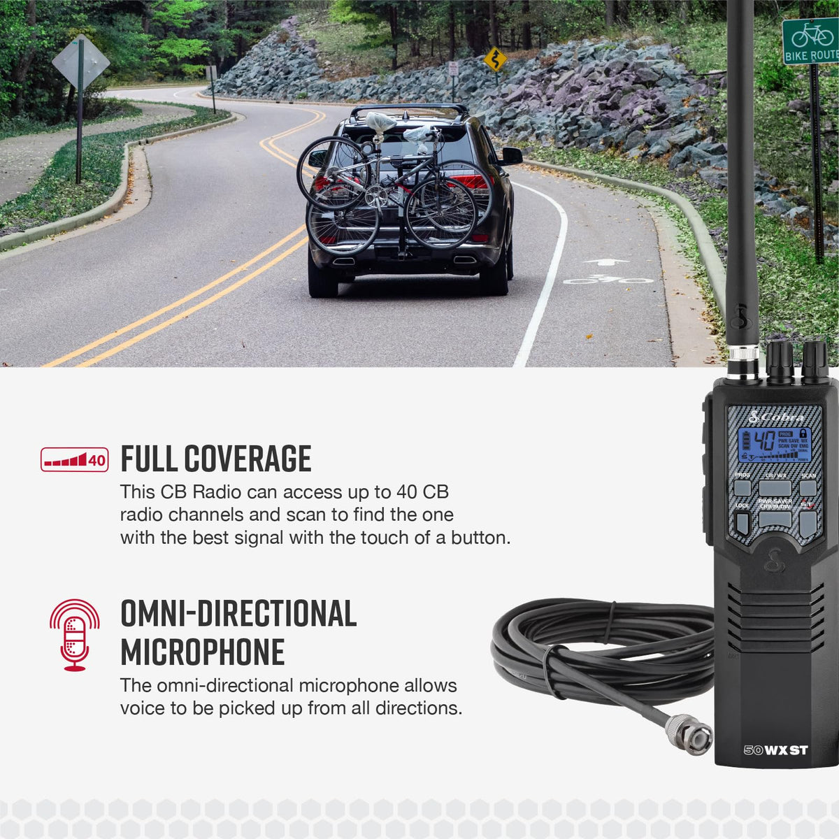Cobra HH50WXST Handheld CB Radio - Emergency Radio with Access to Full 40 Channels and NOAA Alerts, Earphone Jack, 4 Watt Power Output