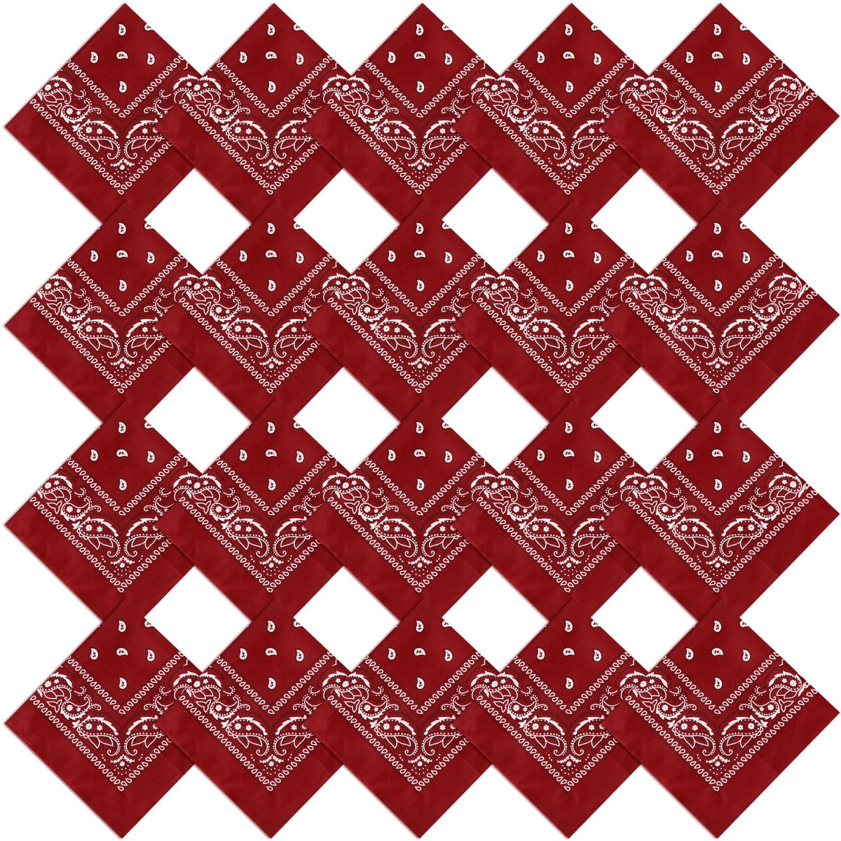 Jeatonge 20 Pcs Bandanas for Women Men Head Scarf Handkerchief 22x22 Inch