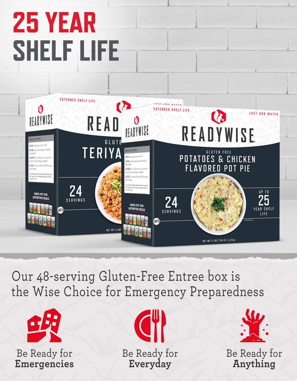 READYWISE Emergency Food Supply Freeze Dried Vegetables, 72 Servings
