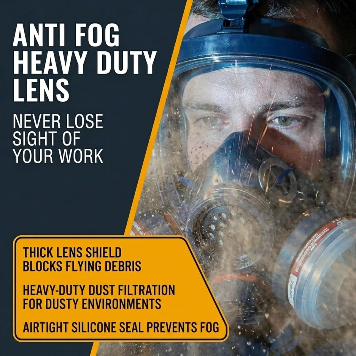 Full Face Organic Vapor Respirator - with Anti-Fog Heavy Duty Lens & Adjustable - Chemical, & Particulate Respirator. Includes 2 Filter Cartridges - Industrial Grade
