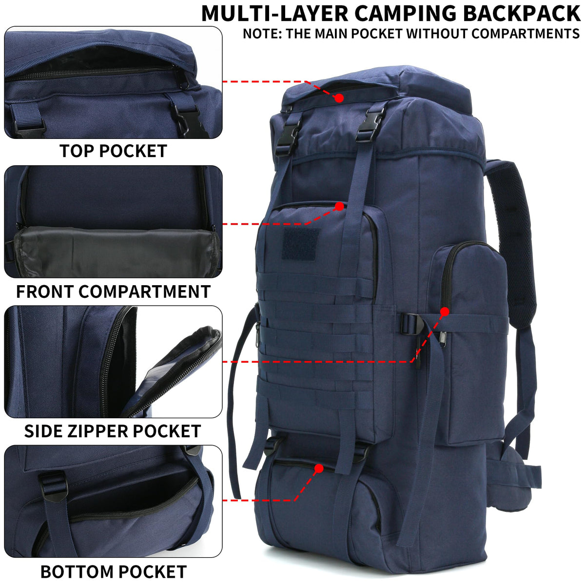 Hiking Backpack 70L/100L Camping Backpack Military Rucksack