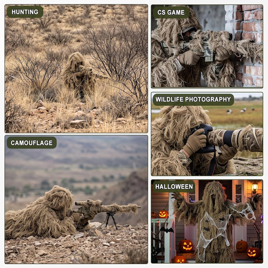 DoCred 5-In-1 Ghillie Suit, 3D Camouflage Hunting Suit