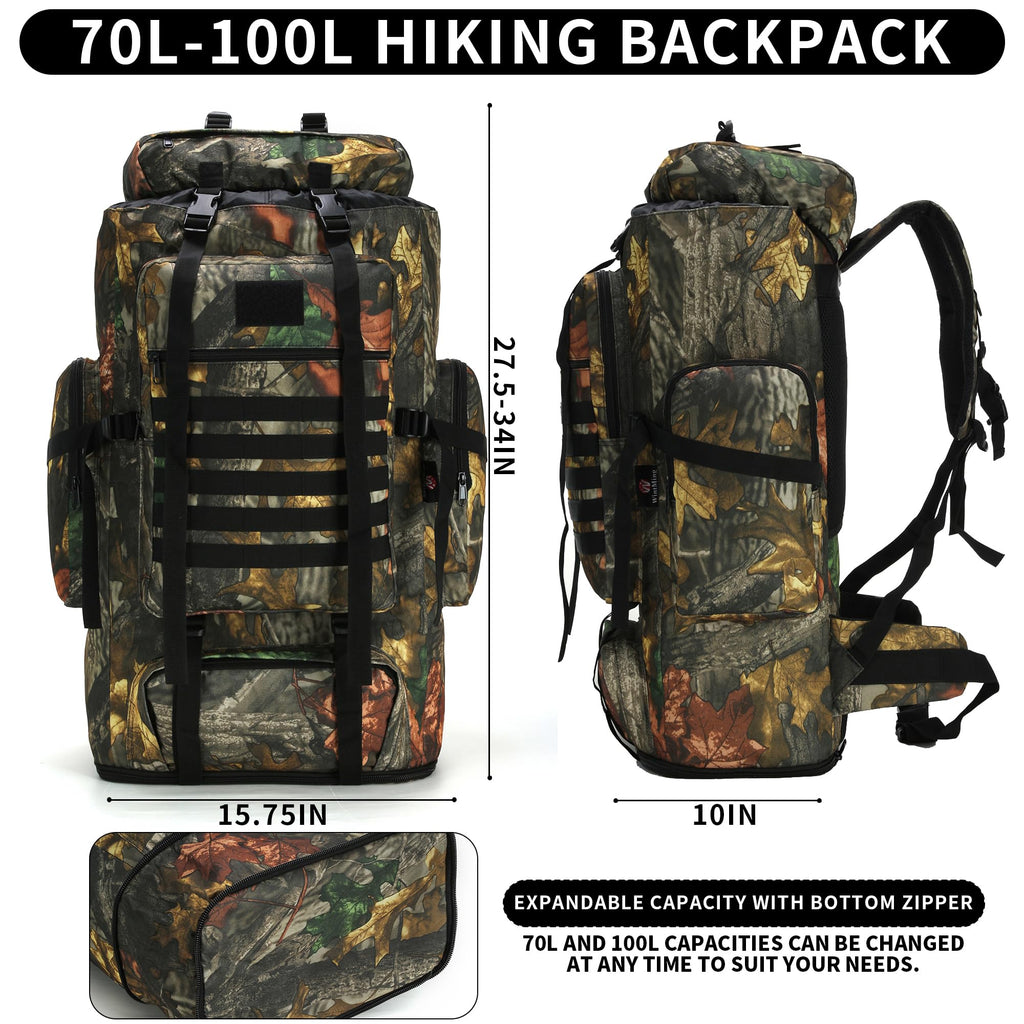 Hiking Backpack 70L/100L Camping Backpack Military Rucksack