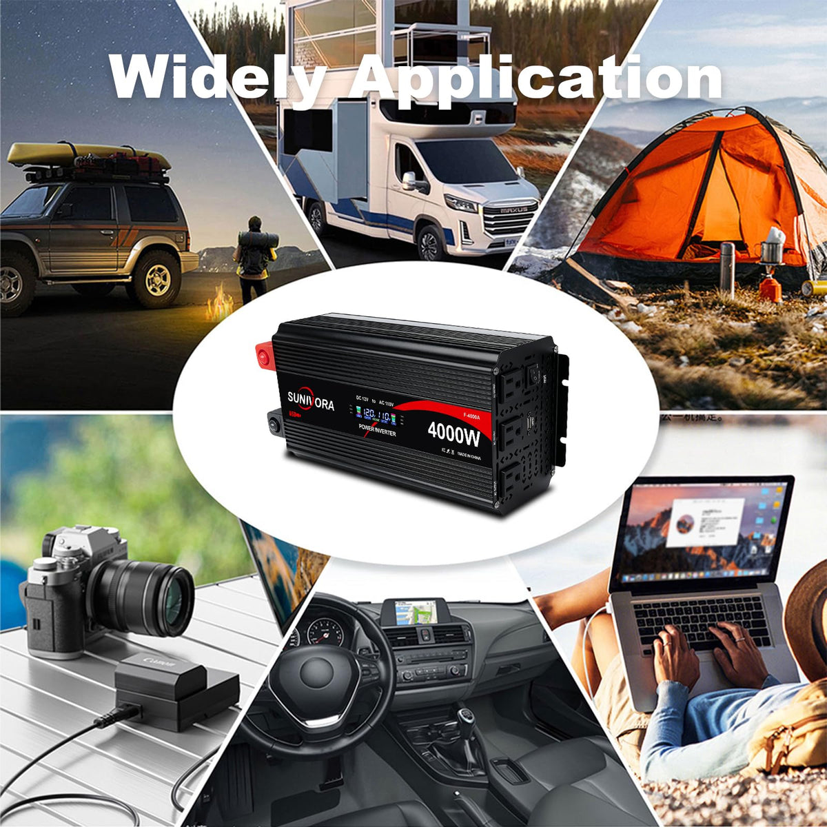 3000W Power Inverter 12V DC to 110V/120V AC Converter 6000W Peak