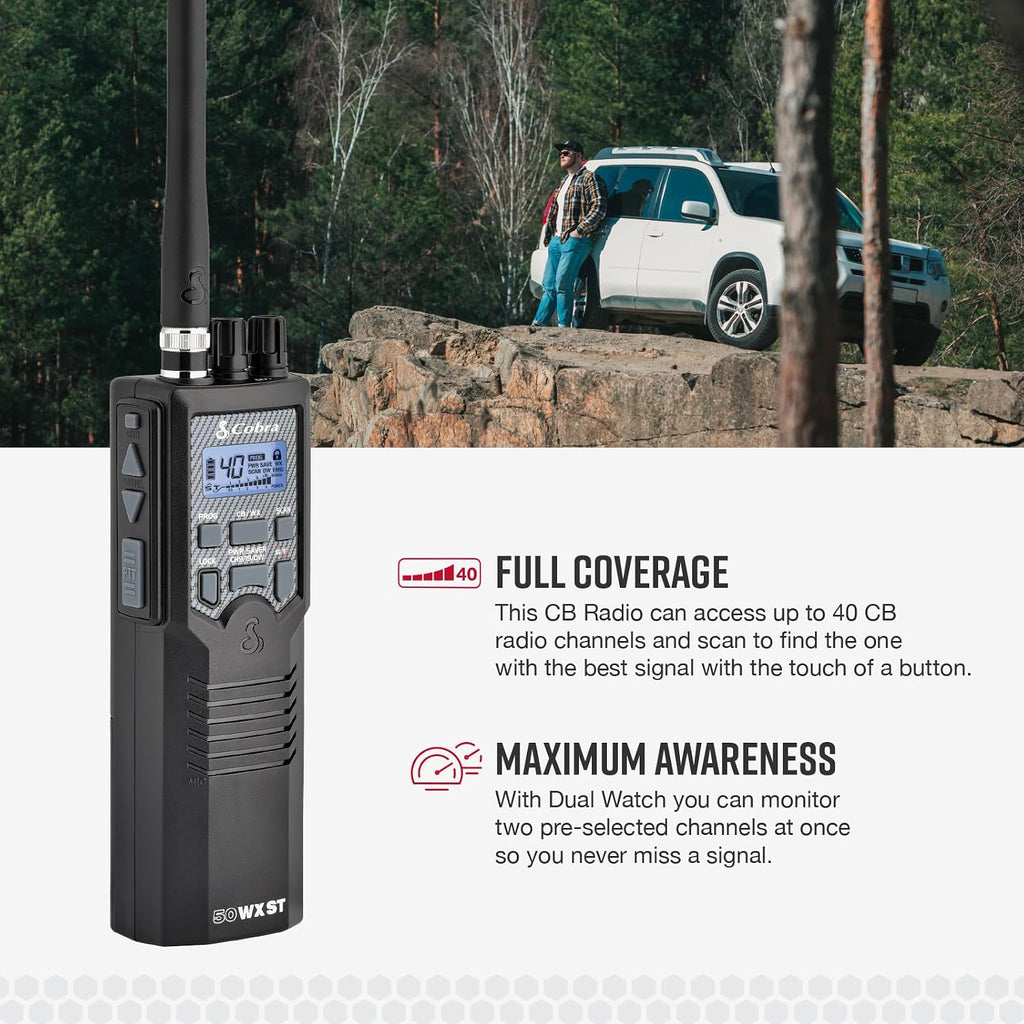 Cobra HH50WXST Handheld CB Radio - Emergency Radio with Access to Full 40 Channels and NOAA Alerts, Earphone Jack, 4 Watt Power Output