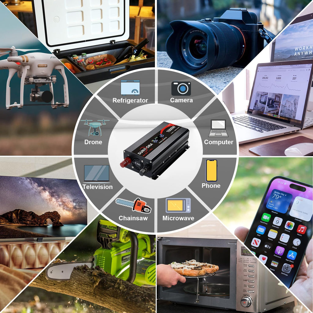 3000W Power Inverter 12V DC to 110V/120V AC Converter 6000W Peak