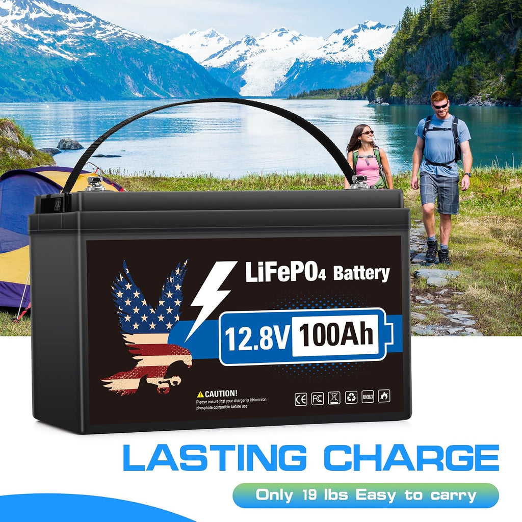 12V 100Ah LiFePO4 Lithium Battery, Group 31 Built-in 100A Smart BMS, 15000+ Deep Cycles Lithium Iron Phosphate 1280Wh Batteries Low-Temp Protection for RV, Marine Trolling Motor, Solar, Home, Off-Grid