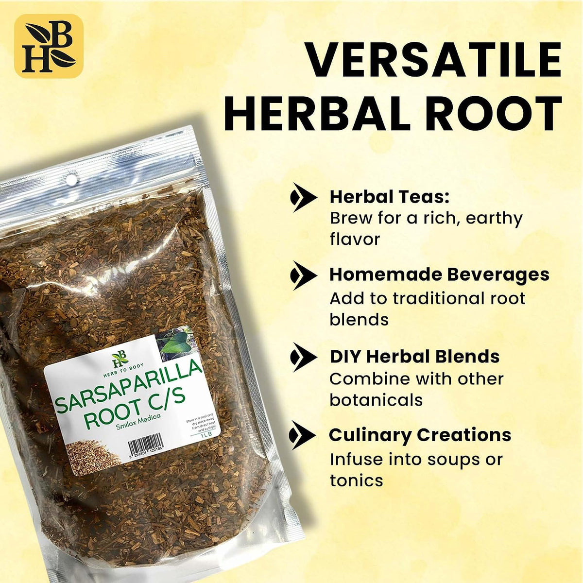 Herb To Body Sarsaparilla Root Cut & Sifted – 4 oz, Wildcrafted Dried for Sarsaparilla Tea & Herbal Tea for Wellness and Traditional Uses