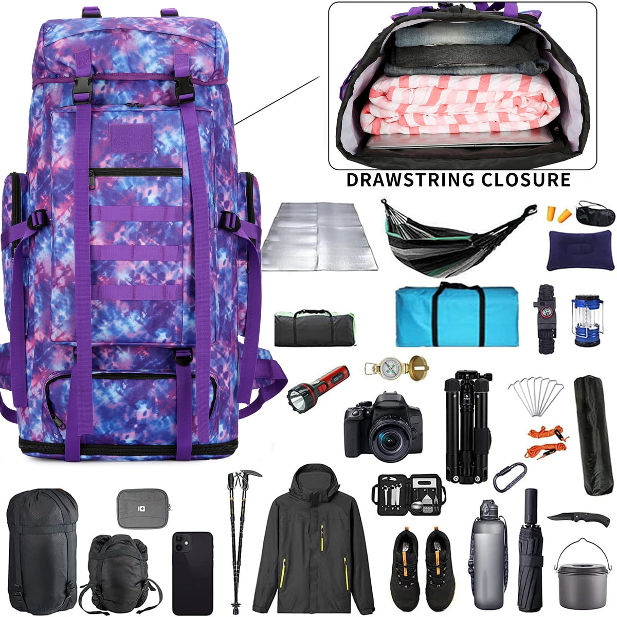 Hiking Backpack 70L/100L Camping Backpack Military Rucksack