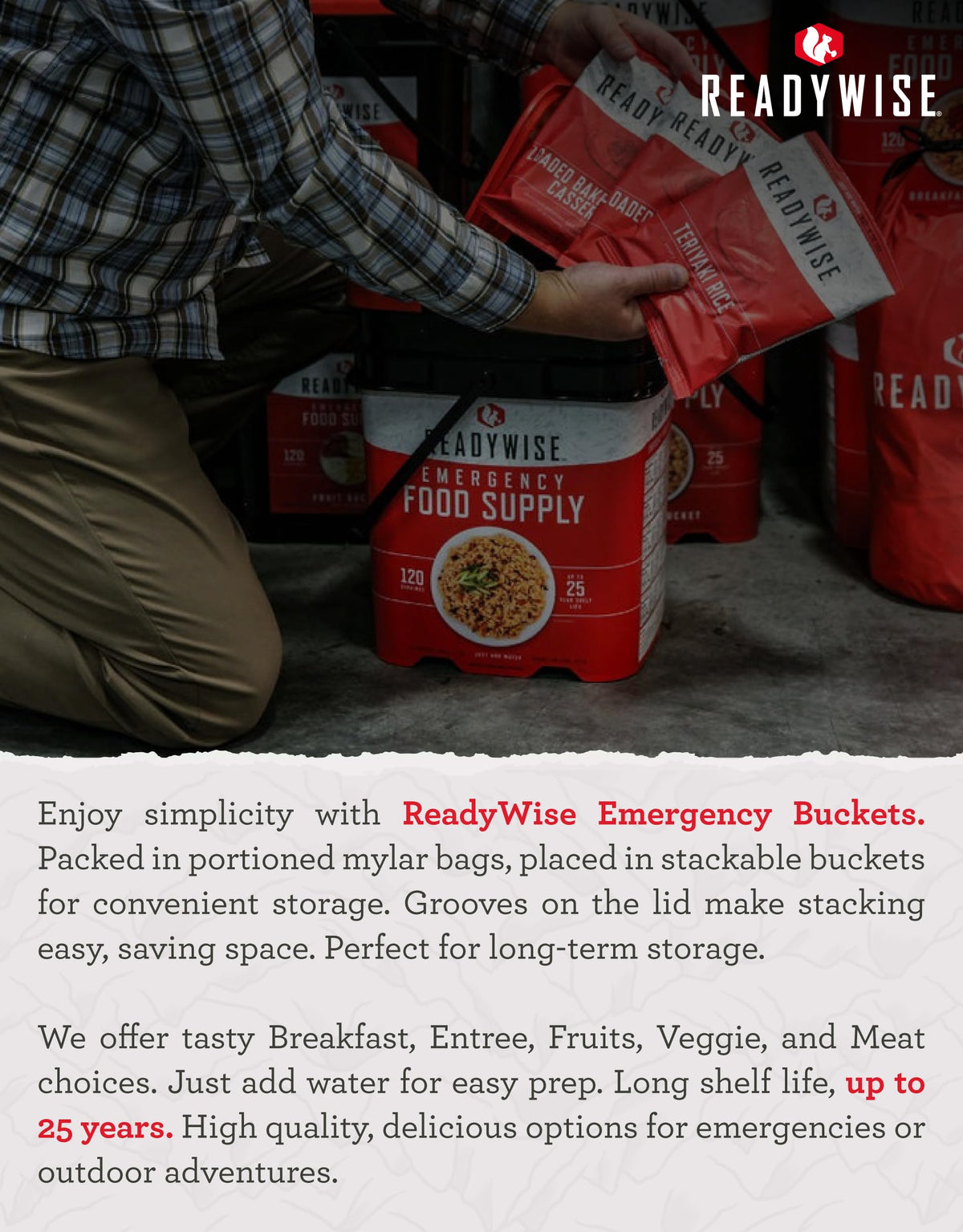 READYWISE Emergency Food Supply Freeze Dried Vegetables, 72 Servings