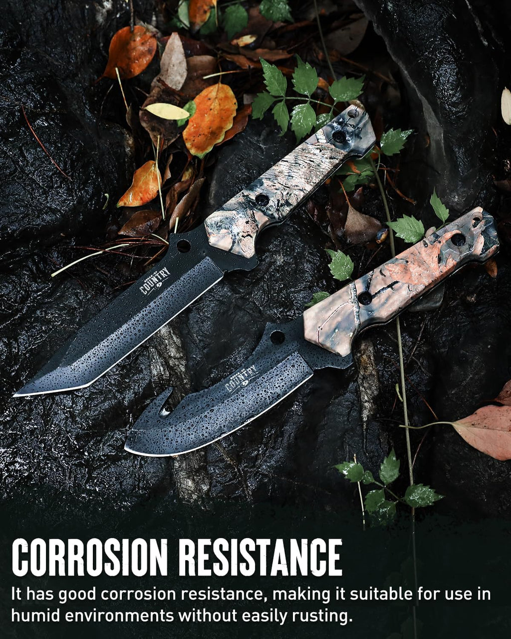 Mossy Oak Fixed Blade Hunting Knife Set - 2 Piece, Sheath Included