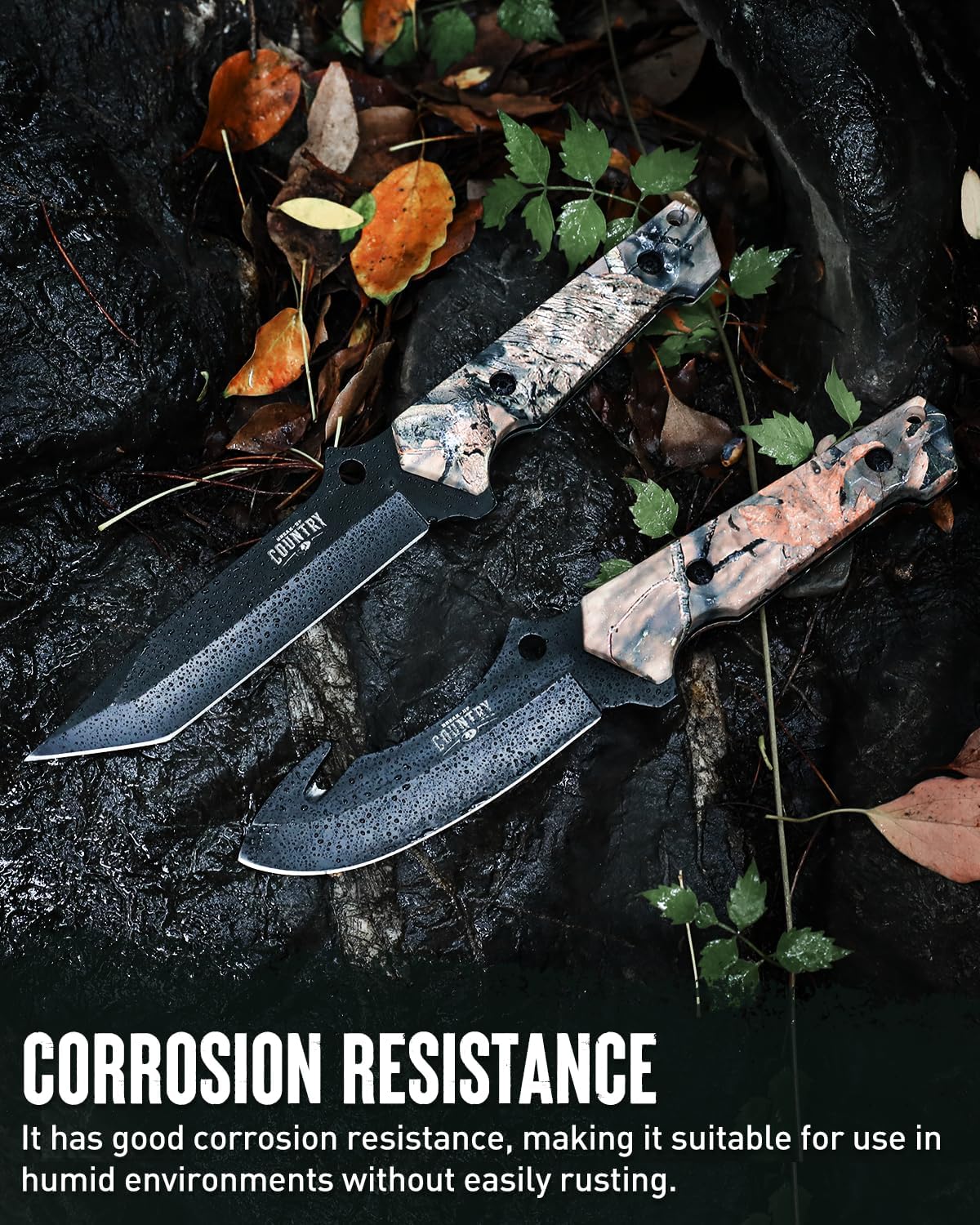 Mossy Oak Fixed Blade Hunting Knife Set - 2 Piece, Sheath Included