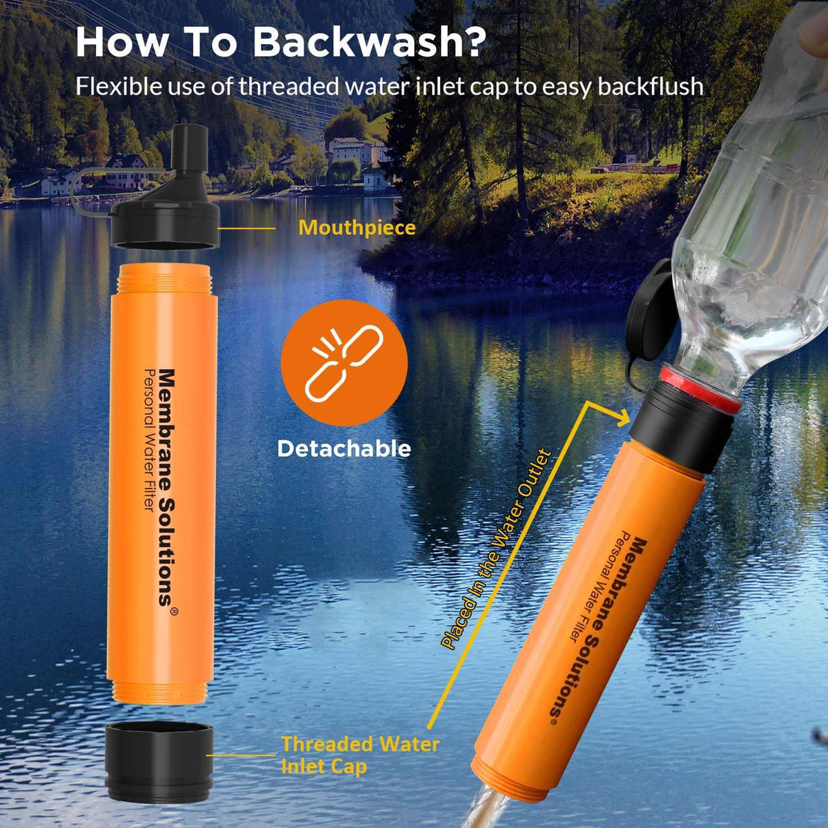 Membrane Solutions Personal Water Filter Straw S1