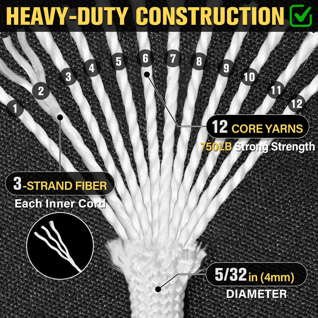 Paracord Rope 750 lb - 1000ft / 500ft / 200ft / 100ft 5/32" Parachute Cord 4MM 12-Strand para Cord - Heavy Duty Spool String for Survival,Camping Gear, Survival Bracelet, Clothesline