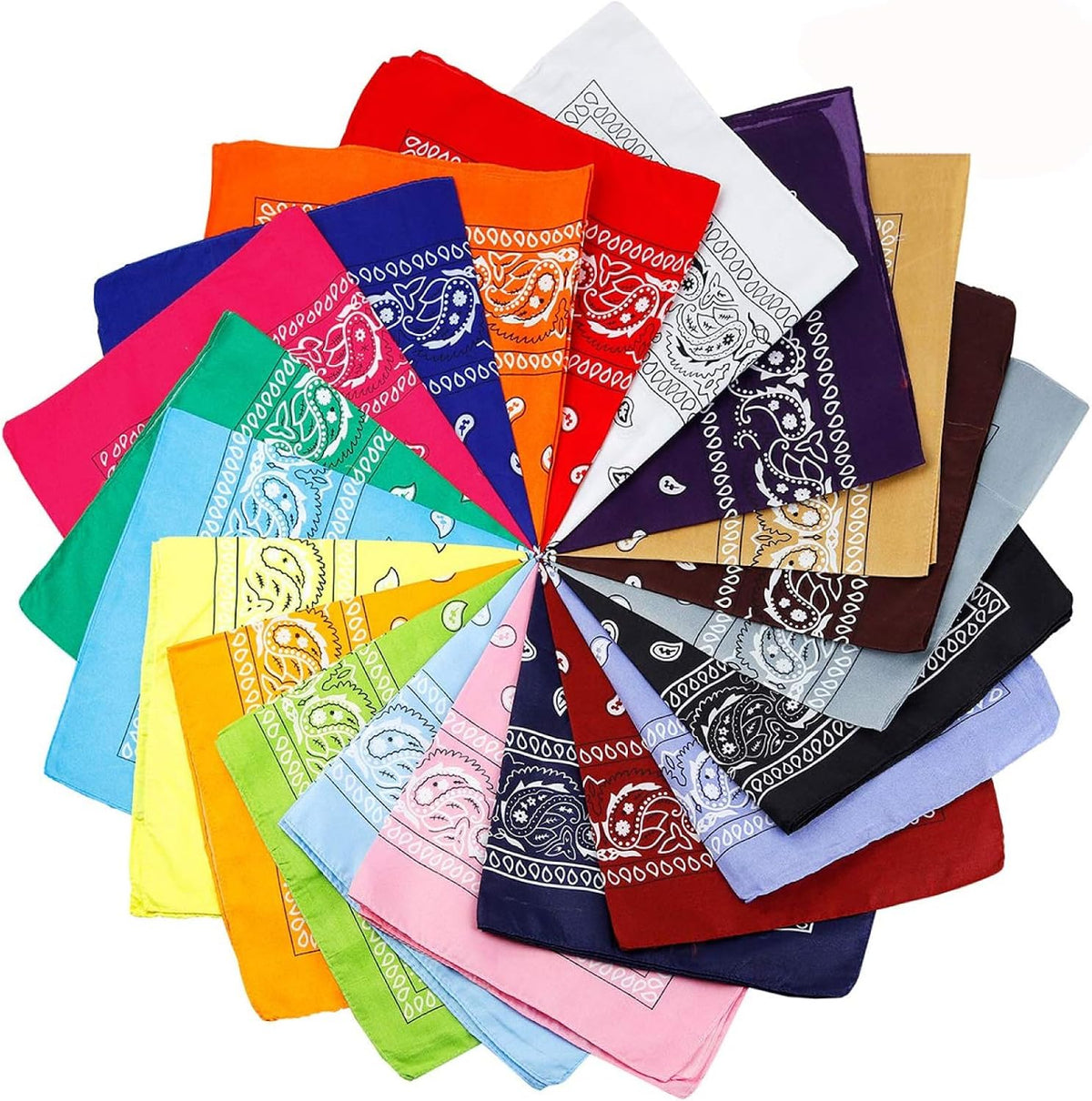 Jeatonge 20 Pcs Bandanas for Women Men Head Scarf Handkerchief 22x22 Inch