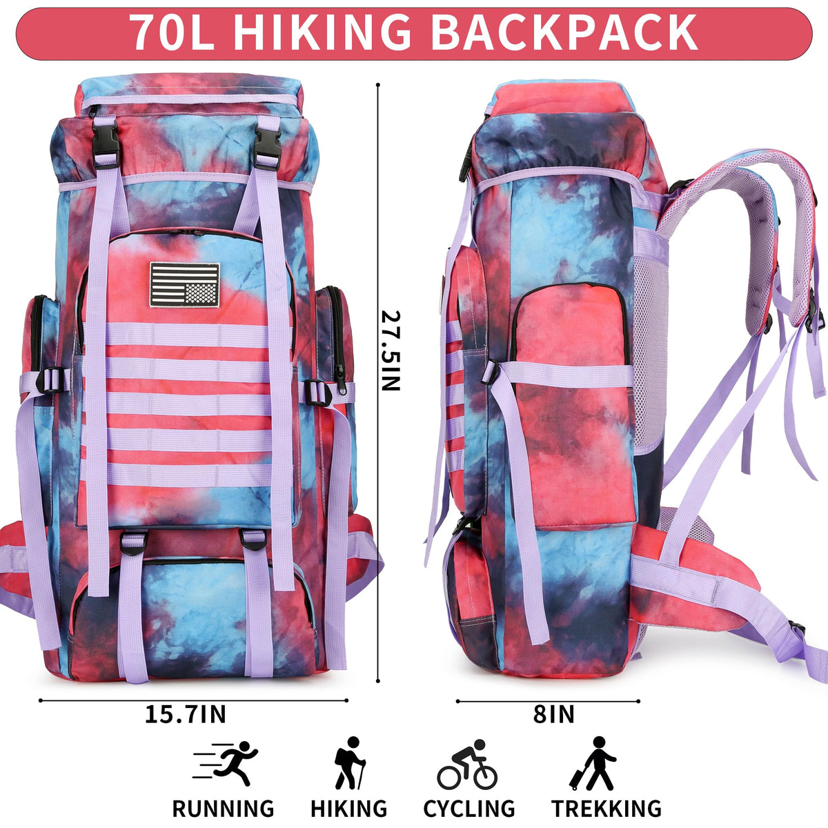 Hiking Backpack 70L/100L Camping Backpack Military Rucksack