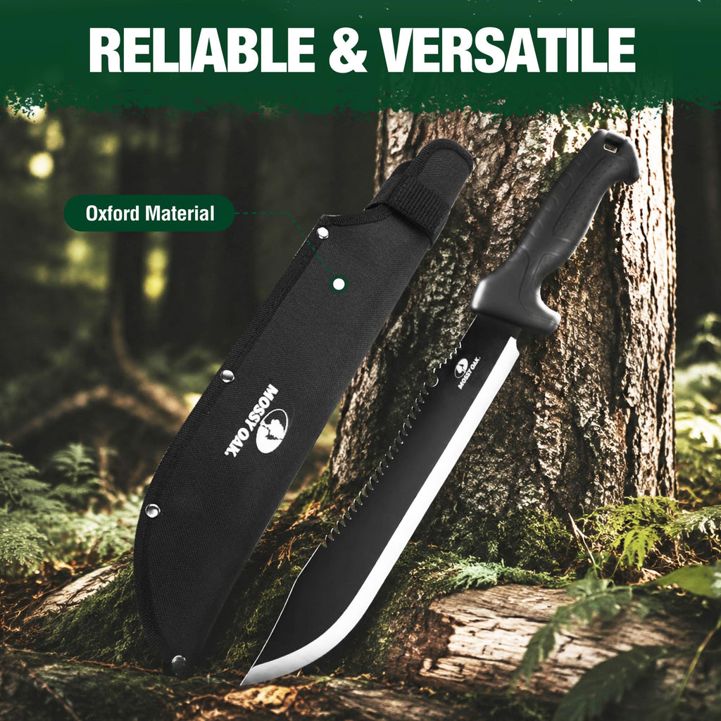 Mossy Oak 16" Heavy Duty Machete with Saw and Sheath