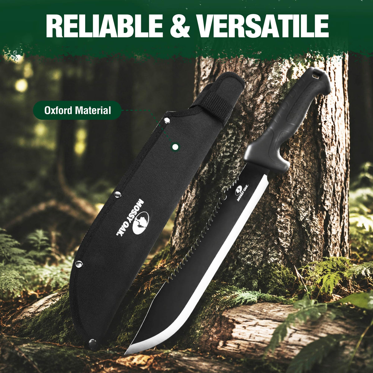 Mossy Oak 16" Heavy Duty Machete with Saw and Sheath