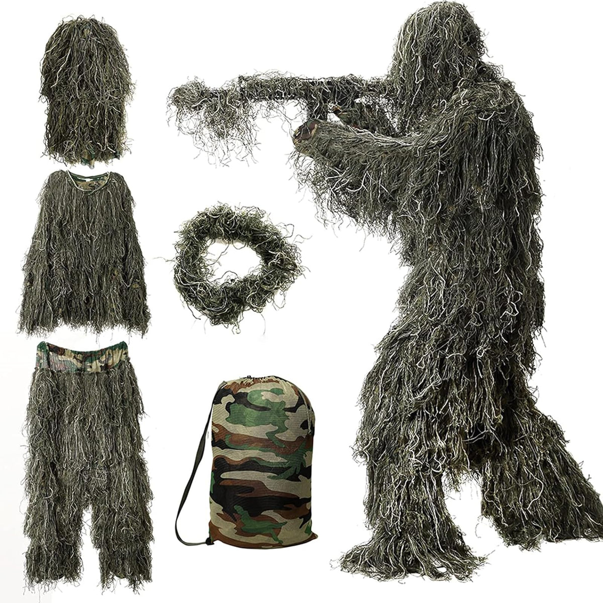 DoCred 5-In-1 Ghillie Suit, 3D Camouflage Hunting Suit