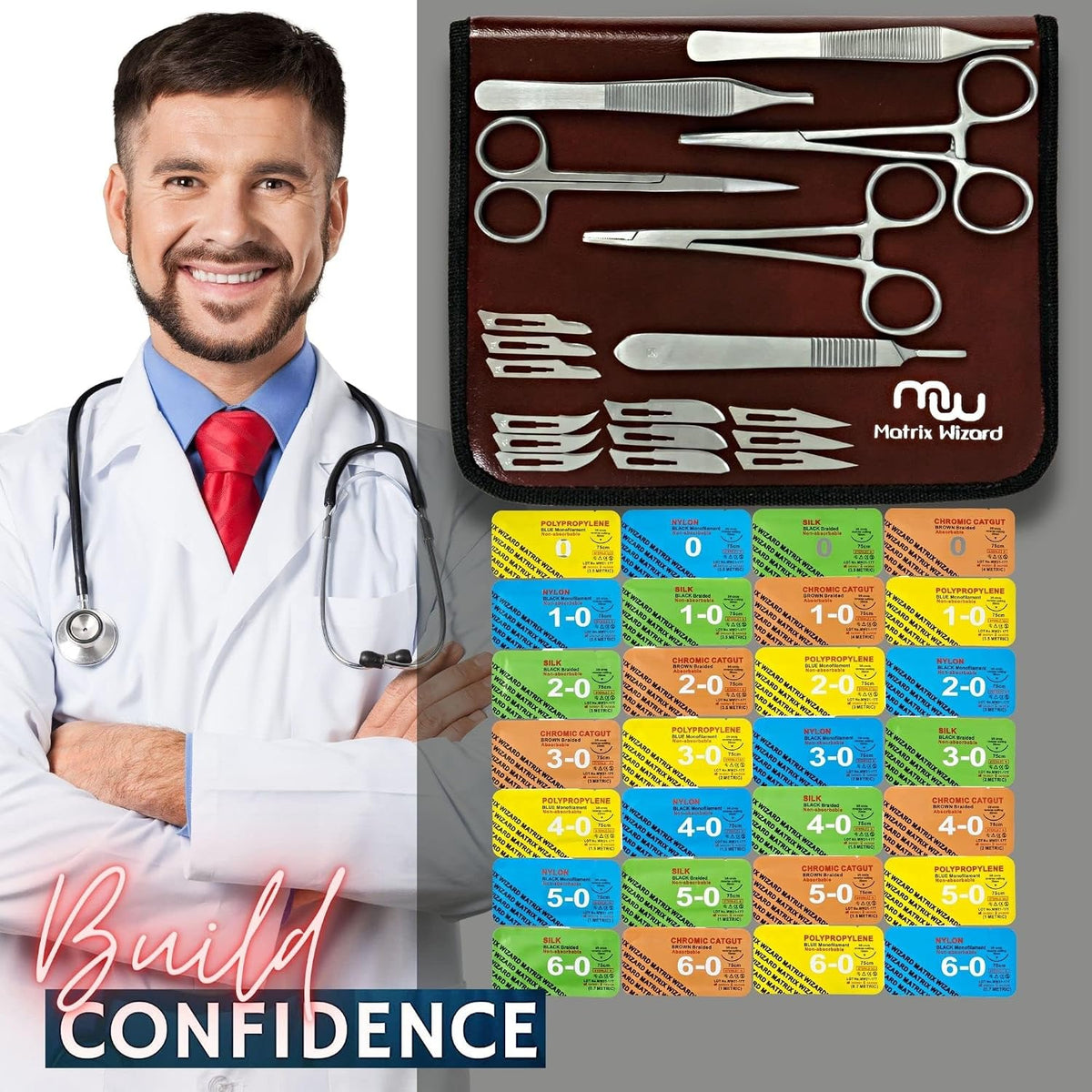 Sterile Sutures Thread with Needle Plus Tools