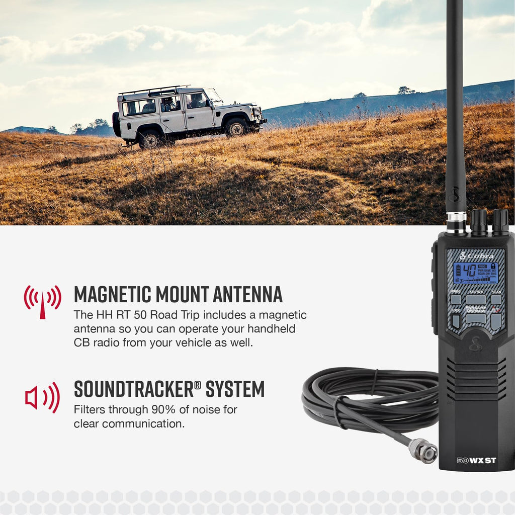 Cobra HH50WXST Handheld CB Radio - Emergency Radio with Access to Full 40 Channels and NOAA Alerts, Earphone Jack, 4 Watt Power Output