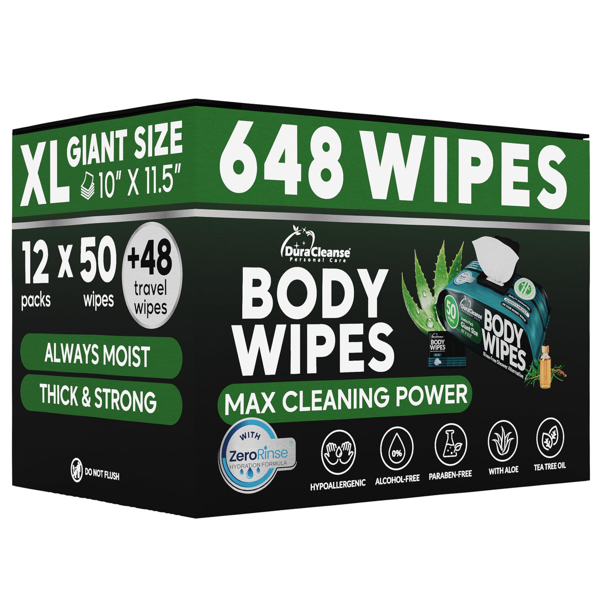 XL Body Wipes for Camping & Outdoor - No Rinse Shower Wipes - 100 Ct (2pk)
